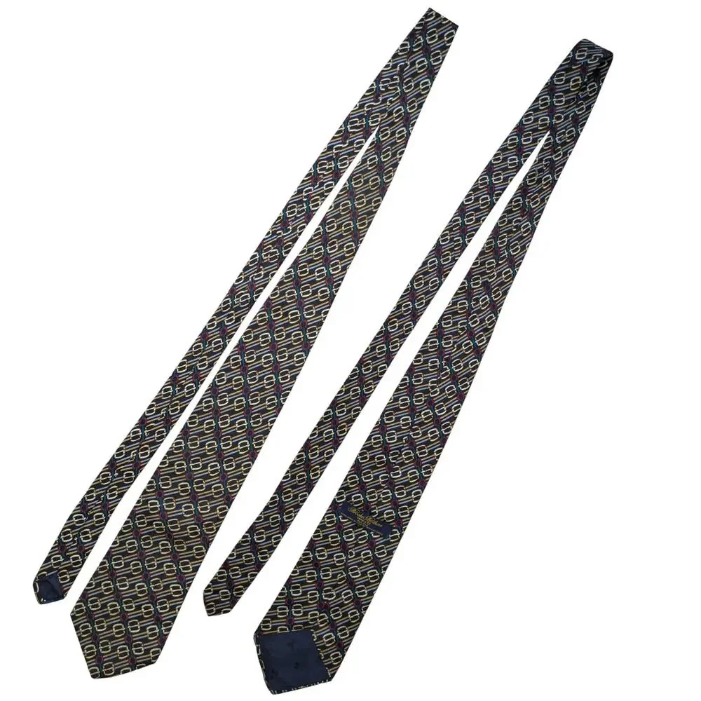 Brooks Brothers Makers Silk Tie Navy Gold Stripe Equestrian Handmade Vintage 80s